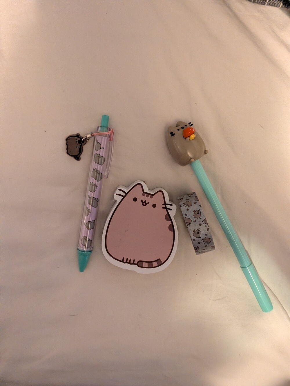Pusheen Lot Of Note Pad, Two Pens, And Tape